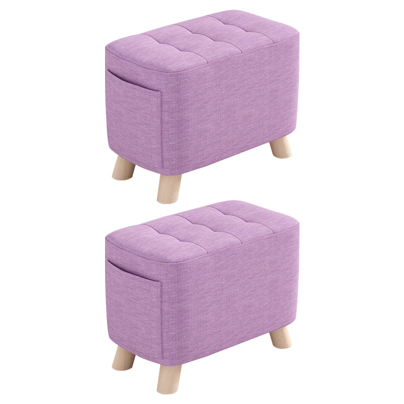 Modern Cotton Storage Pouf Plain Rectangle Tufted Chair Ottoman 16"L x 10"W x 14"H Purple 2 Piece Set Clearhalo 'furn' 'furn_ottomans_poufs' 'Furniture' 'Living Room Furniture' 'Ottomans & Poufs' 'ottomans_poufs' 5772230
