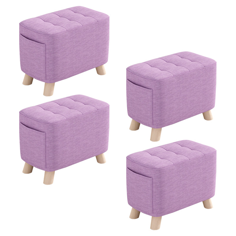 Modern Cotton Storage Pouf Plain Rectangle Tufted Chair Ottoman 16"L x 10"W x 14"H Purple 4 Piece Set Clearhalo 'furn' 'furn_ottomans_poufs' 'Furniture' 'Living Room Furniture' 'Ottomans & Poufs' 'ottomans_poufs' 5772231