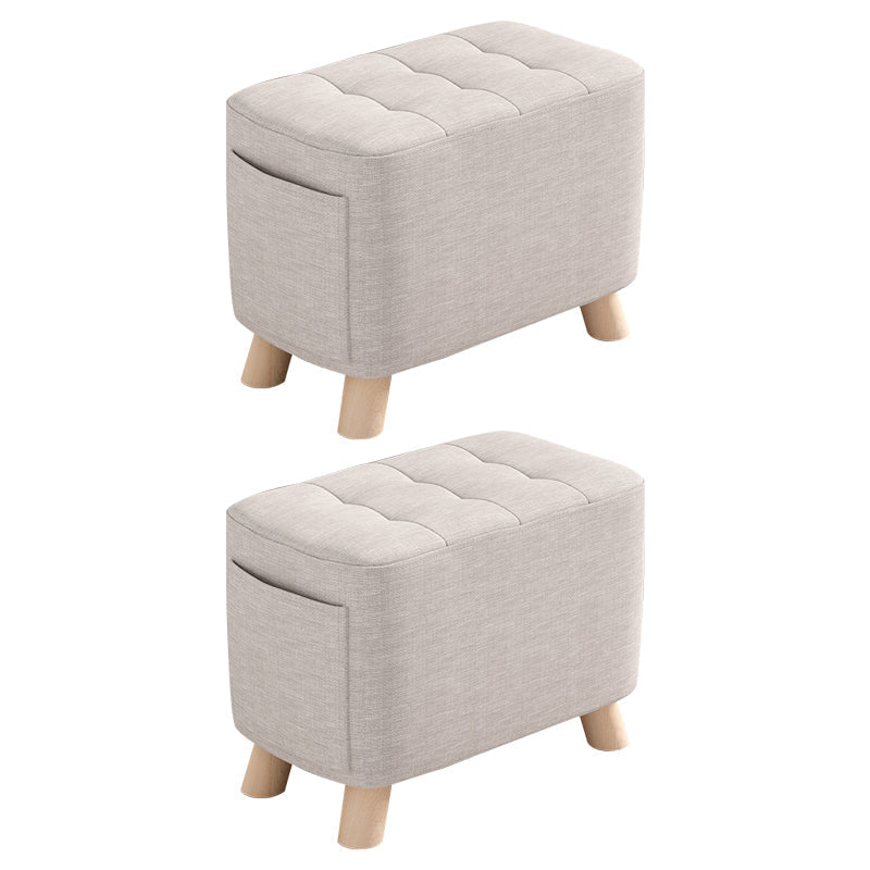 Modern Cotton Storage Pouf Plain Rectangle Tufted Chair Ottoman 16"L x 10"W x 14"H Beige 2 Piece Set Clearhalo 'furn' 'furn_ottomans_poufs' 'Furniture' 'Living Room Furniture' 'Ottomans & Poufs' 'ottomans_poufs' 5772235