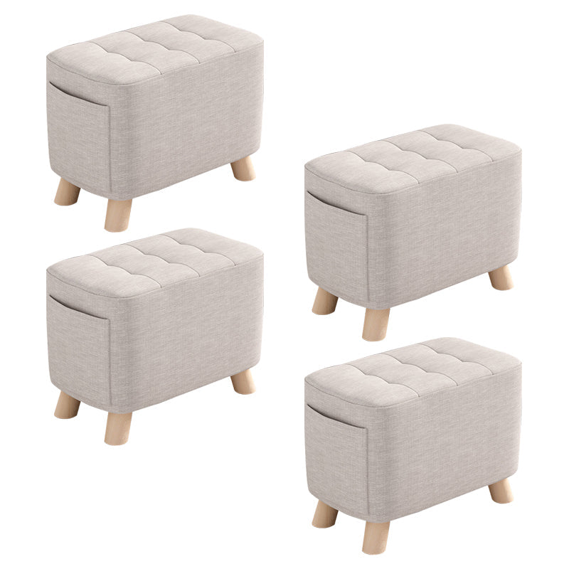Modern Cotton Storage Pouf Plain Rectangle Tufted Chair Ottoman 16"L x 10"W x 14"H Beige 4 Piece Set Clearhalo 'furn' 'furn_ottomans_poufs' 'Furniture' 'Living Room Furniture' 'Ottomans & Poufs' 'ottomans_poufs' 5772236