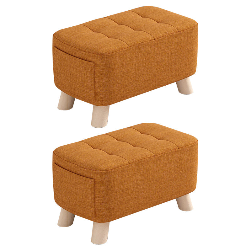 Modern Cotton Storage Pouf Plain Rectangle Tufted Chair Ottoman 16"L x 10"W x 11"H Orange 2 Piece Set Clearhalo 'furn' 'furn_ottomans_poufs' 'Furniture' 'Living Room Furniture' 'Ottomans & Poufs' 'ottomans_poufs' 5772242