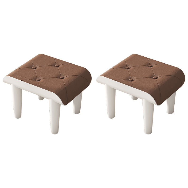 Contemporary Ottoman Faux Leather Acrylic Frame Tufted Rectangle Ottoman