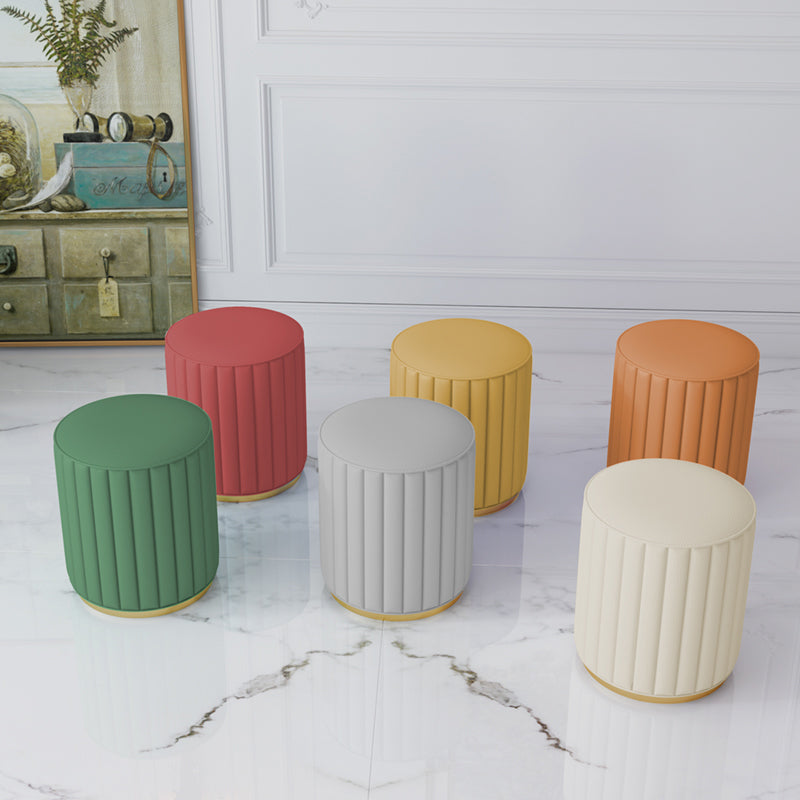 Stylish Indoor Leather Ottoman Solid Color Round Velvet Foot Stool Ottoman Clearhalo 'furn' 'furn_ottomans_poufs' 'Furniture' 'Living Room Furniture' 'Ottomans & Poufs' 'ottomans_poufs' 5772282