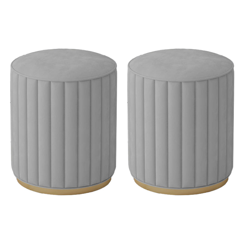 Stylish Indoor Leather Ottoman Solid Color Round Velvet Foot Stool Ottoman Grey Velvet 2 Piece Set Clearhalo 'furn' 'furn_ottomans_poufs' 'Furniture' 'Living Room Furniture' 'Ottomans & Poufs' 'ottomans_poufs' 5772283