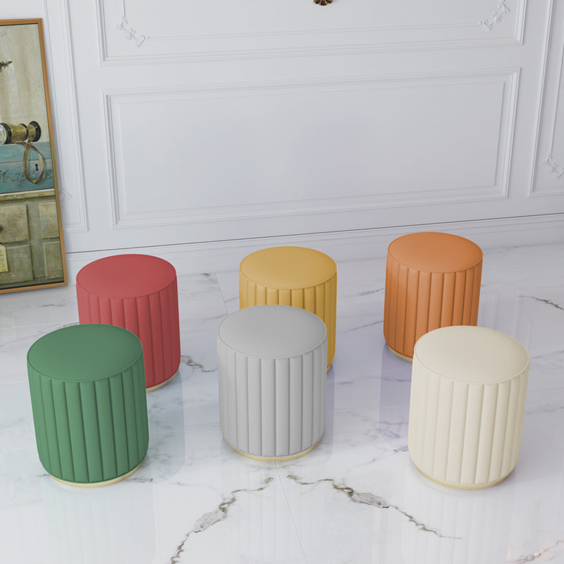 Stylish Indoor Leather Ottoman Solid Color Round Velvet Foot Stool Ottoman Clearhalo 'furn' 'furn_ottomans_poufs' 'Furniture' 'Living Room Furniture' 'Ottomans & Poufs' 'ottomans_poufs' 5772284