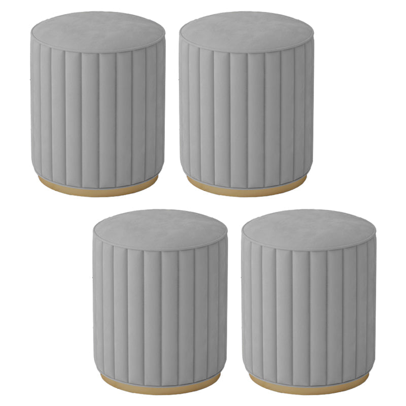 Stylish Indoor Leather Ottoman Solid Color Round Velvet Foot Stool Ottoman Grey Velvet 4 Piece Set Clearhalo 'furn' 'furn_ottomans_poufs' 'Furniture' 'Living Room Furniture' 'Ottomans & Poufs' 'ottomans_poufs' 5772285