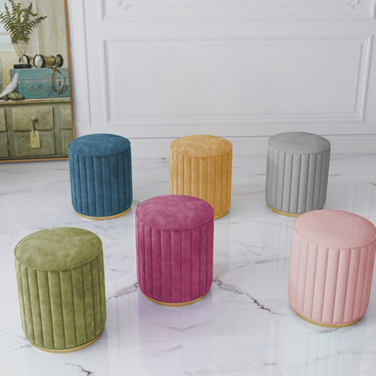 Stylish Indoor Leather Ottoman Solid Color Round Velvet Foot Stool Ottoman Clearhalo 'furn' 'furn_ottomans_poufs' 'Furniture' 'Living Room Furniture' 'Ottomans & Poufs' 'ottomans_poufs' 5772286