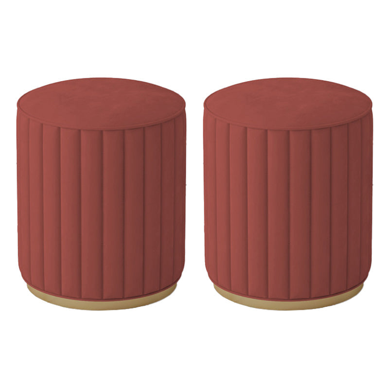 Stylish Indoor Leather Ottoman Solid Color Round Velvet Foot Stool Ottoman Red Velvet 2 Piece Set Clearhalo 'furn' 'furn_ottomans_poufs' 'Furniture' 'Living Room Furniture' 'Ottomans & Poufs' 'ottomans_poufs' 5772291