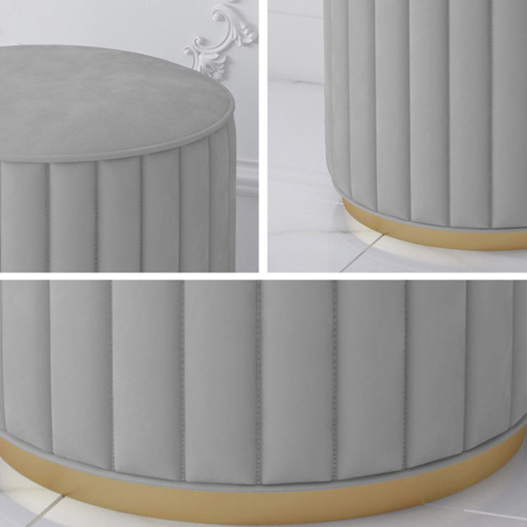 Stylish Indoor Leather Ottoman Solid Color Round Velvet Foot Stool Ottoman Clearhalo 'furn' 'furn_ottomans_poufs' 'Furniture' 'Living Room Furniture' 'Ottomans & Poufs' 'ottomans_poufs' 5772292