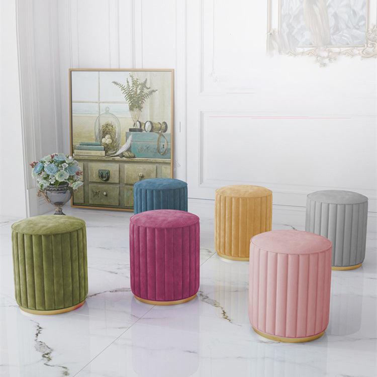 Stylish Indoor Leather Ottoman Solid Color Round Velvet Foot Stool Ottoman Clearhalo 'furn' 'furn_ottomans_poufs' 'Furniture' 'Living Room Furniture' 'Ottomans & Poufs' 'ottomans_poufs' 5772295