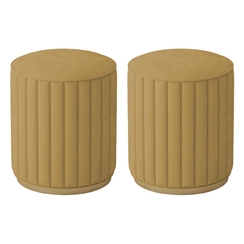 Stylish Indoor Leather Ottoman Solid Color Round Velvet Foot Stool Ottoman Yellow Velvet 2 Piece Set Clearhalo 'furn' 'furn_ottomans_poufs' 'Furniture' 'Living Room Furniture' 'Ottomans & Poufs' 'ottomans_poufs' 5772299
