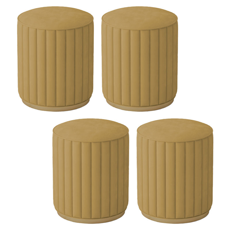 Stylish Indoor Leather Ottoman Solid Color Round Velvet Foot Stool Ottoman Yellow Velvet 4 Piece Set Clearhalo 'furn' 'furn_ottomans_poufs' 'Furniture' 'Living Room Furniture' 'Ottomans & Poufs' 'ottomans_poufs' 5772300