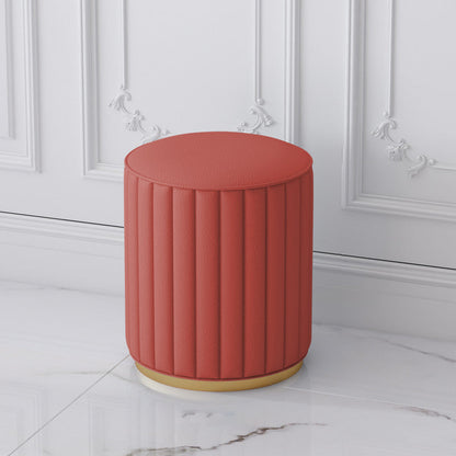 Stylish Indoor Leather Ottoman Solid Color Round Velvet Foot Stool Ottoman Red Faux Leather 1 Piece Clearhalo 'furn' 'furn_ottomans_poufs' 'Furniture' 'Living Room Furniture' 'Ottomans & Poufs' 'ottomans_poufs' 5772302