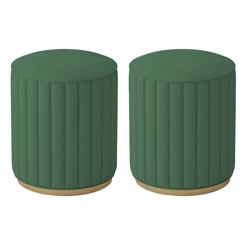 Stylish Indoor Leather Ottoman Solid Color Round Velvet Foot Stool Ottoman Green Velvet 2 Piece Set Clearhalo 'furn' 'furn_ottomans_poufs' 'Furniture' 'Living Room Furniture' 'Ottomans & Poufs' 'ottomans_poufs' 5772306