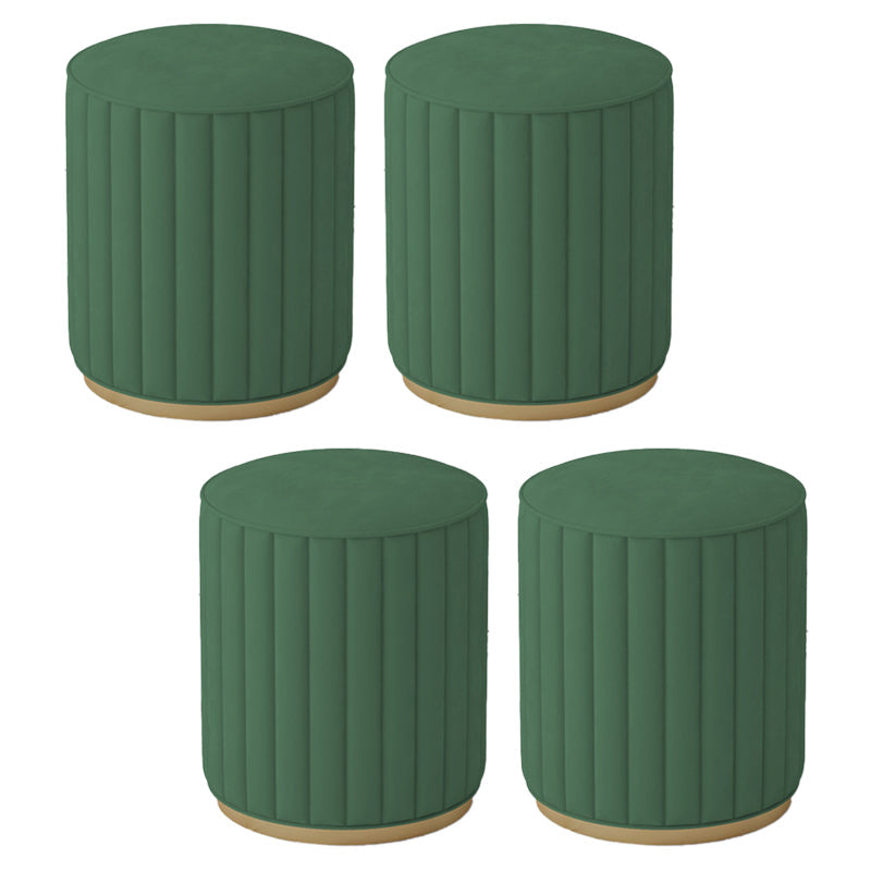 Stylish Indoor Leather Ottoman Solid Color Round Velvet Foot Stool Ottoman Green Velvet 4 Piece Set Clearhalo 'furn' 'furn_ottomans_poufs' 'Furniture' 'Living Room Furniture' 'Ottomans & Poufs' 'ottomans_poufs' 5772308