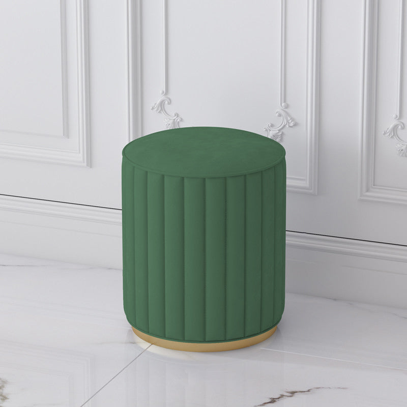 Stylish Indoor Leather Ottoman Solid Color Round Velvet Foot Stool Ottoman Green Velvet 1 Piece Clearhalo 'furn' 'furn_ottomans_poufs' 'Furniture' 'Living Room Furniture' 'Ottomans & Poufs' 'ottomans_poufs' 5772309