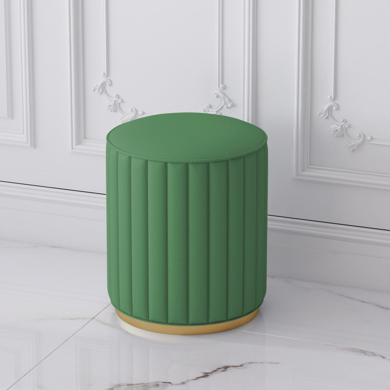 Stylish Indoor Leather Ottoman Solid Color Round Velvet Foot Stool Ottoman Green Faux Leather 1 Piece Clearhalo 'furn' 'furn_ottomans_poufs' 'Furniture' 'Living Room Furniture' 'Ottomans & Poufs' 'ottomans_poufs' 5772311