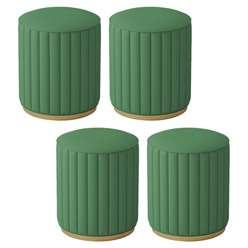 Stylish Indoor Leather Ottoman Solid Color Round Velvet Foot Stool Ottoman Green Faux Leather 4 Piece Set Clearhalo 'furn' 'furn_ottomans_poufs' 'Furniture' 'Living Room Furniture' 'Ottomans & Poufs' 'ottomans_poufs' 5772312
