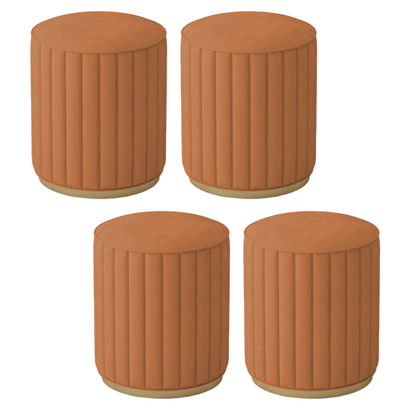 Stylish Indoor Leather Ottoman Solid Color Round Velvet Foot Stool Ottoman Orange Velvet 4 Piece Set Clearhalo 'furn' 'furn_ottomans_poufs' 'Furniture' 'Living Room Furniture' 'Ottomans & Poufs' 'ottomans_poufs' 5772315