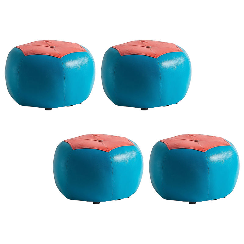Pouf Tomato Pattern Ottoman Faux Leather Modern Specialty Ottoman Blue 4 Piece Set Clearhalo 'furn' 'furn_ottomans_poufs' 'Furniture' 'Living Room Furniture' 'Ottomans & Poufs' 'ottomans_poufs' 5772333