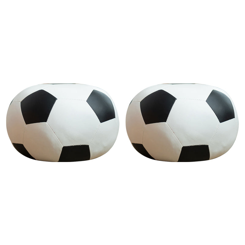 Pouf Tomato Pattern Ottoman Faux Leather Modern Specialty Ottoman Black White 2 Piece Set Clearhalo 'furn' 'furn_ottomans_poufs' 'Furniture' 'Living Room Furniture' 'Ottomans & Poufs' 'ottomans_poufs' 5772335