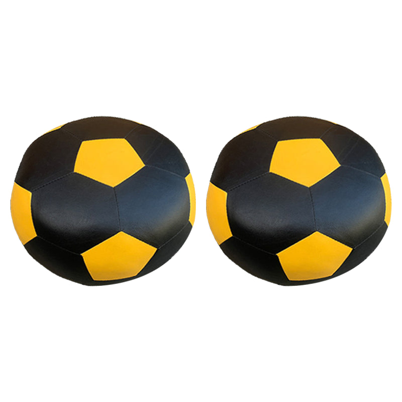 Pouf Tomato Pattern Ottoman Faux Leather Modern Specialty Ottoman Yellow Black 2 Piece Set Clearhalo 'furn' 'furn_ottomans_poufs' 'Furniture' 'Living Room Furniture' 'Ottomans & Poufs' 'ottomans_poufs' 5772343