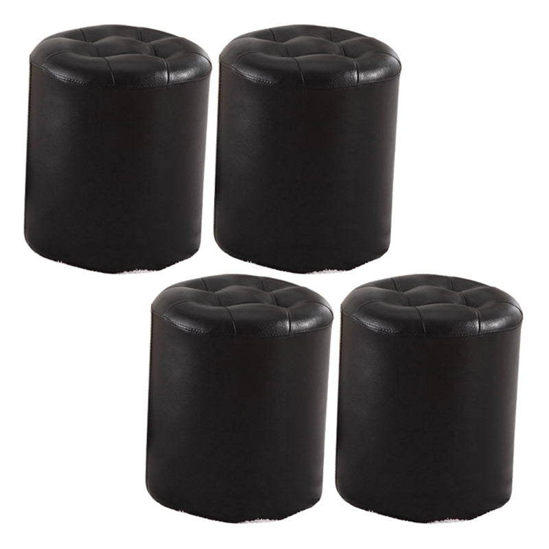 Round Genuine Leather Ottoman Standard Tufted Plain Water Resistant Modern Ottoman Black 4 Piece Set Clearhalo 'furn' 'furn_ottomans_poufs' 'Furniture' 'Living Room Furniture' 'Ottomans & Poufs' 'ottomans_poufs' 5772406