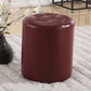 Round Genuine Leather Ottoman Standard Tufted Plain Water Resistant Modern Ottoman Red 1 Piece Clearhalo 'furn' 'furn_ottomans_poufs' 'Furniture' 'Living Room Furniture' 'Ottomans & Poufs' 'ottomans_poufs' 5772407