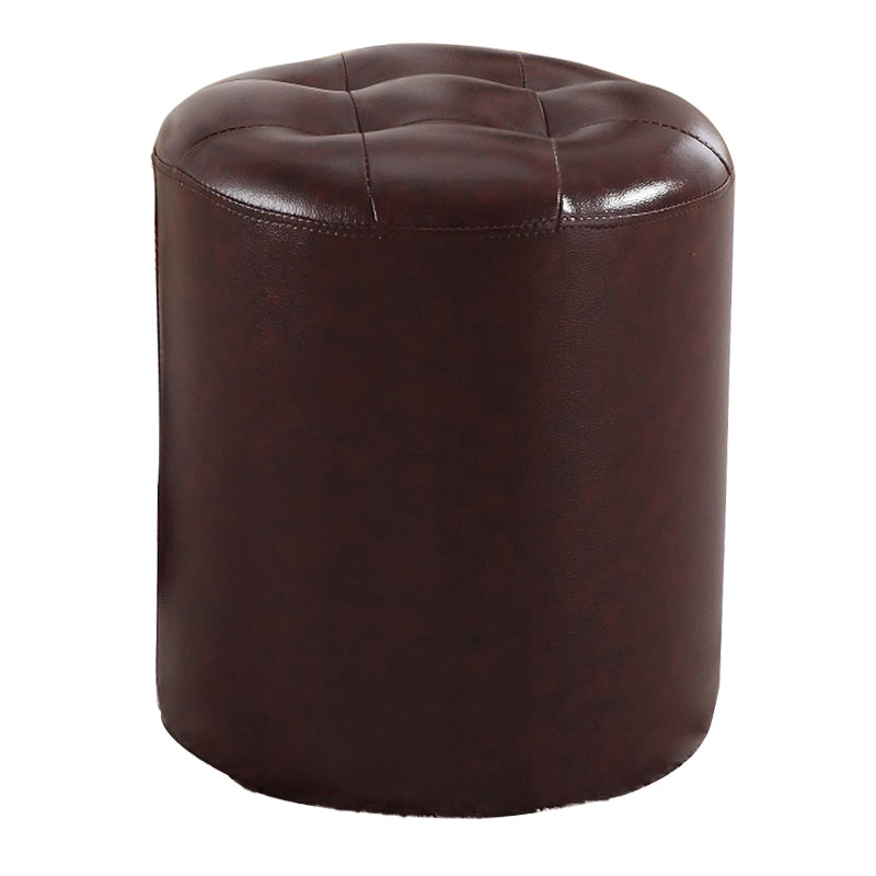 Round Genuine Leather Ottoman Standard Tufted Plain Water Resistant Modern Ottoman Clearhalo 'furn' 'furn_ottomans_poufs' 'Furniture' 'Living Room Furniture' 'Ottomans & Poufs' 'ottomans_poufs' 5772409