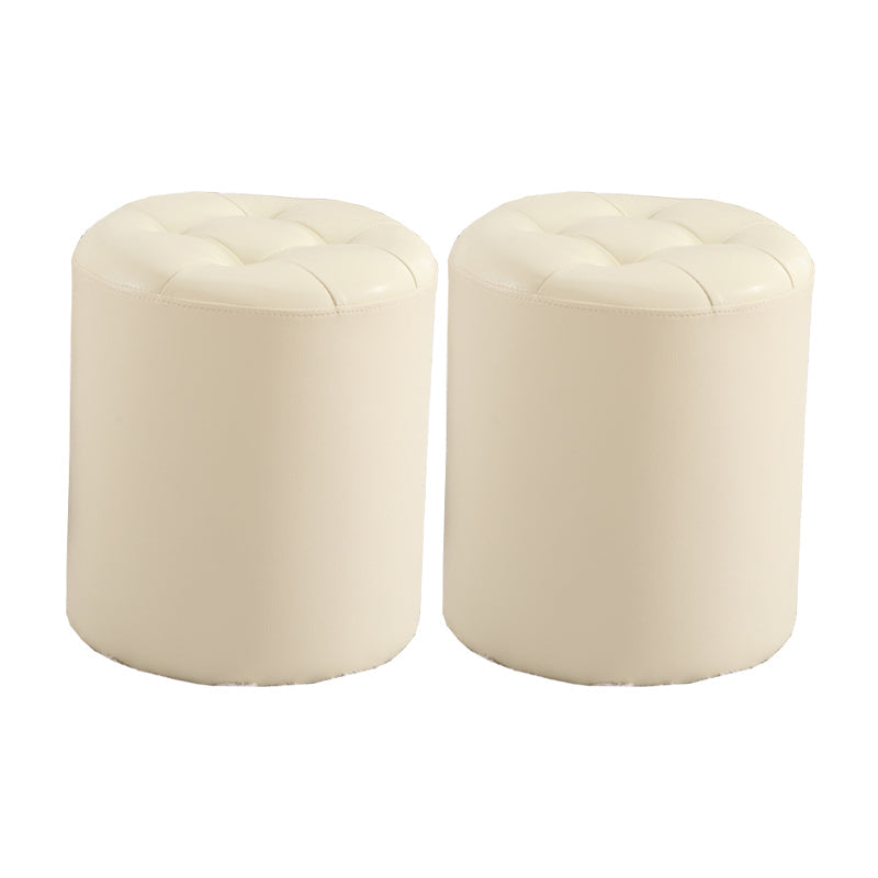 Round Genuine Leather Ottoman Standard Tufted Plain Water Resistant Modern Ottoman Yellow 2 Piece Set Clearhalo 'furn' 'furn_ottomans_poufs' 'Furniture' 'Living Room Furniture' 'Ottomans & Poufs' 'ottomans_poufs' 5772415