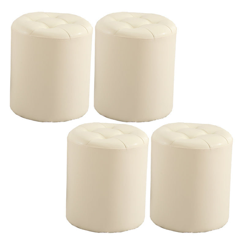 Round Genuine Leather Ottoman Standard Tufted Plain Water Resistant Modern Ottoman Yellow 4 Piece Set Clearhalo 'furn' 'furn_ottomans_poufs' 'Furniture' 'Living Room Furniture' 'Ottomans & Poufs' 'ottomans_poufs' 5772418