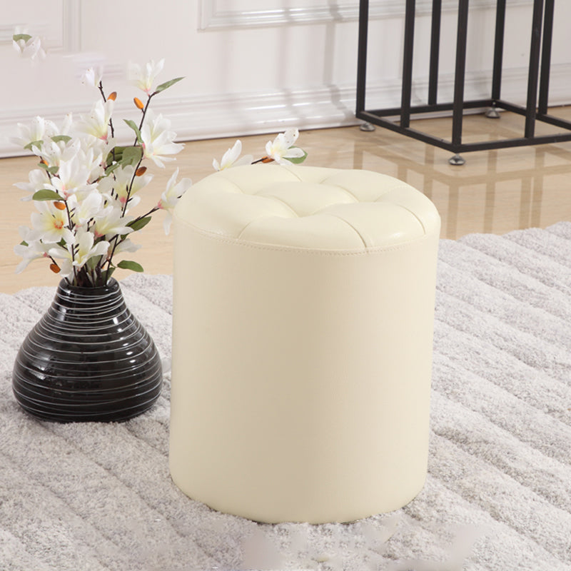 Round Genuine Leather Ottoman Standard Tufted Plain Water Resistant Modern Ottoman Clearhalo 'furn' 'furn_ottomans_poufs' 'Furniture' 'Living Room Furniture' 'Ottomans & Poufs' 'ottomans_poufs' 5772420