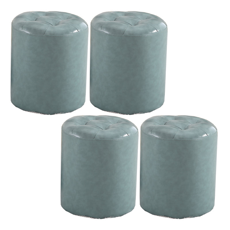 Round Genuine Leather Ottoman Standard Tufted Plain Water Resistant Modern Ottoman Blue 4 Piece Set Clearhalo 'furn' 'furn_ottomans_poufs' 'Furniture' 'Living Room Furniture' 'Ottomans & Poufs' 'ottomans_poufs' 5772424