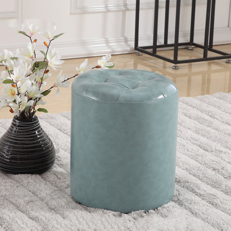 Round Genuine Leather Ottoman Standard Tufted Plain Water Resistant Modern Ottoman Clearhalo 'furn' 'furn_ottomans_poufs' 'Furniture' 'Living Room Furniture' 'Ottomans & Poufs' 'ottomans_poufs' 5772426