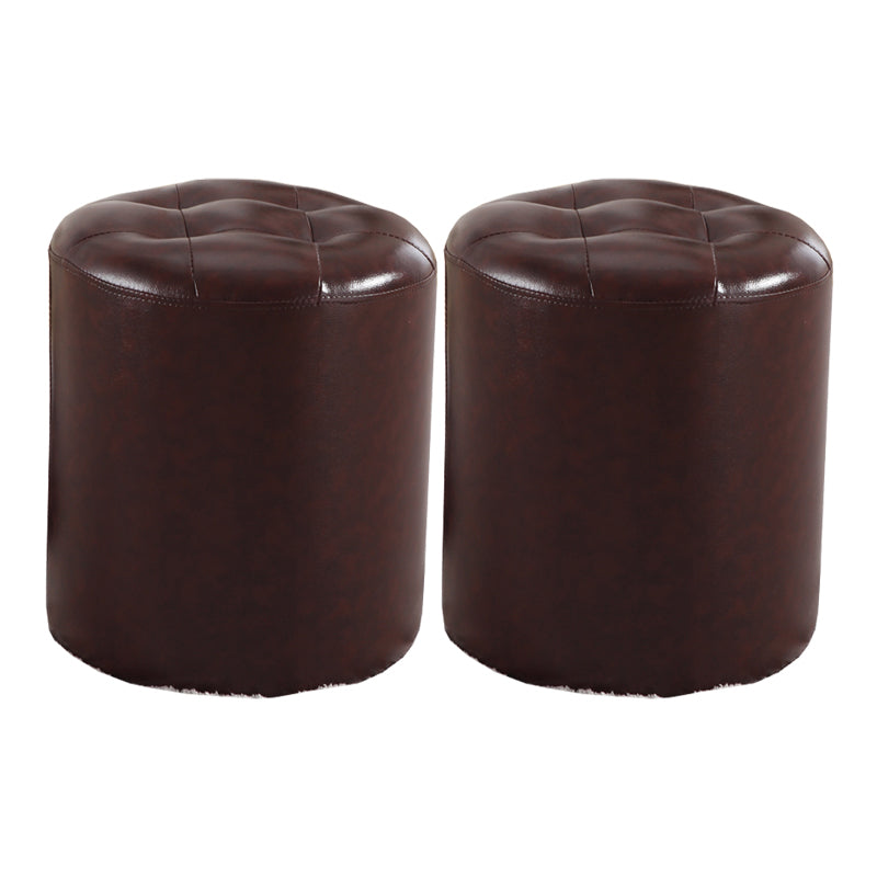 Round Genuine Leather Ottoman Standard Tufted Plain Water Resistant Modern Ottoman Coffee 2 Piece Set Clearhalo 'furn' 'furn_ottomans_poufs' 'Furniture' 'Living Room Furniture' 'Ottomans & Poufs' 'ottomans_poufs' 5772432