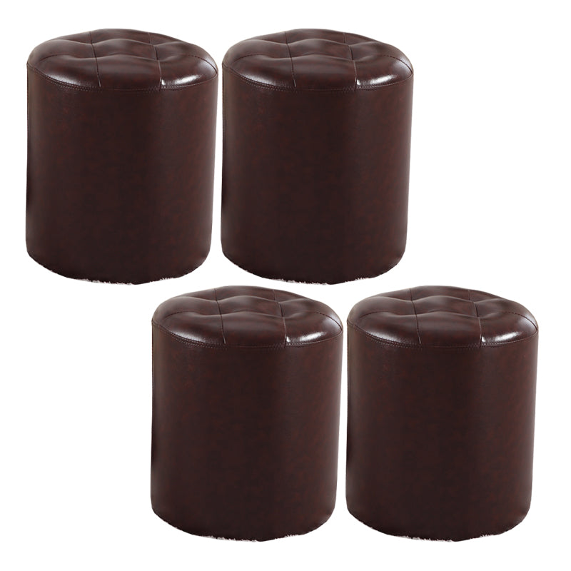 Round Genuine Leather Ottoman Standard Tufted Plain Water Resistant Modern Ottoman Coffee 4 Piece Set Clearhalo 'furn' 'furn_ottomans_poufs' 'Furniture' 'Living Room Furniture' 'Ottomans & Poufs' 'ottomans_poufs' 5772433