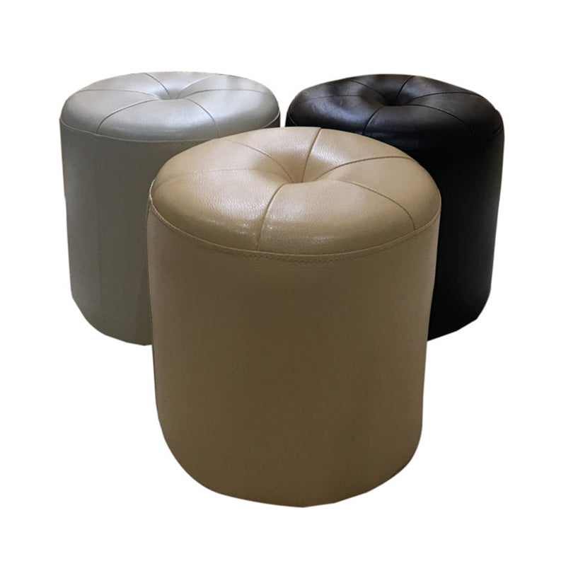 Modern PU Leather Pouf Chair Plain Cylinder Shape Tufted Mildew Resistant Ottoman Stool Clearhalo 'furn' 'furn_ottomans_poufs' 'Furniture' 'Living Room Furniture' 'Ottomans & Poufs' 'ottomans_poufs' 5772444