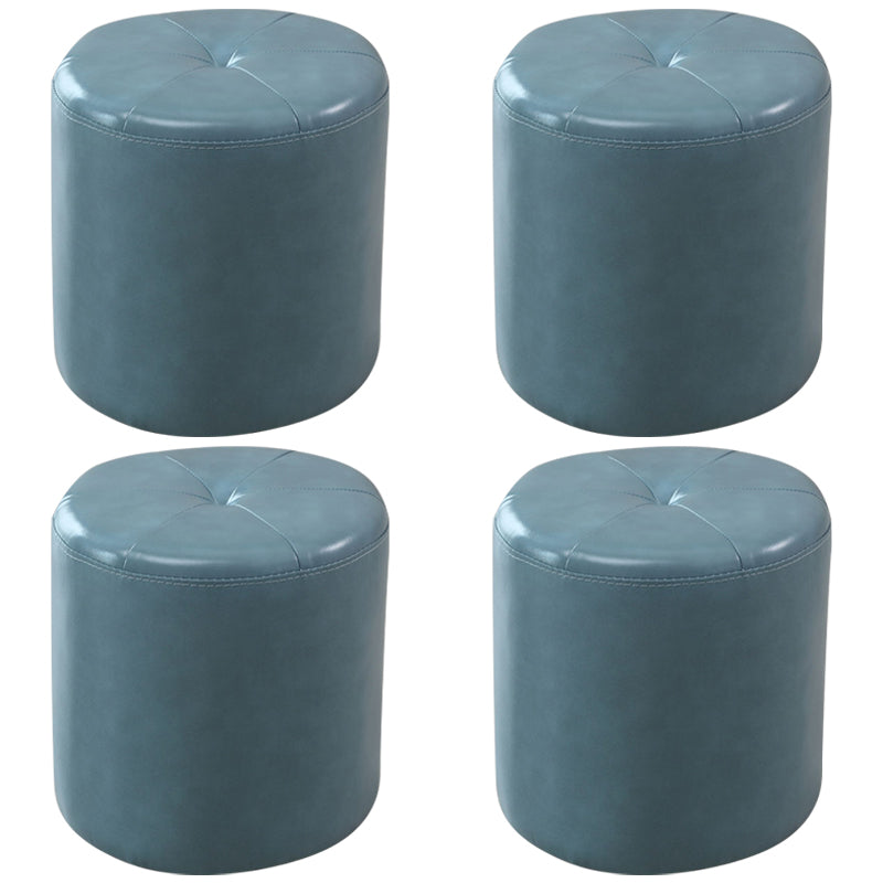 Modern PU Leather Pouf Chair Plain Cylinder Shape Tufted Mildew Resistant Ottoman Stool Blue 4 Piece Set Clearhalo 'furn' 'furn_ottomans_poufs' 'Furniture' 'Living Room Furniture' 'Ottomans & Poufs' 'ottomans_poufs' 5772452