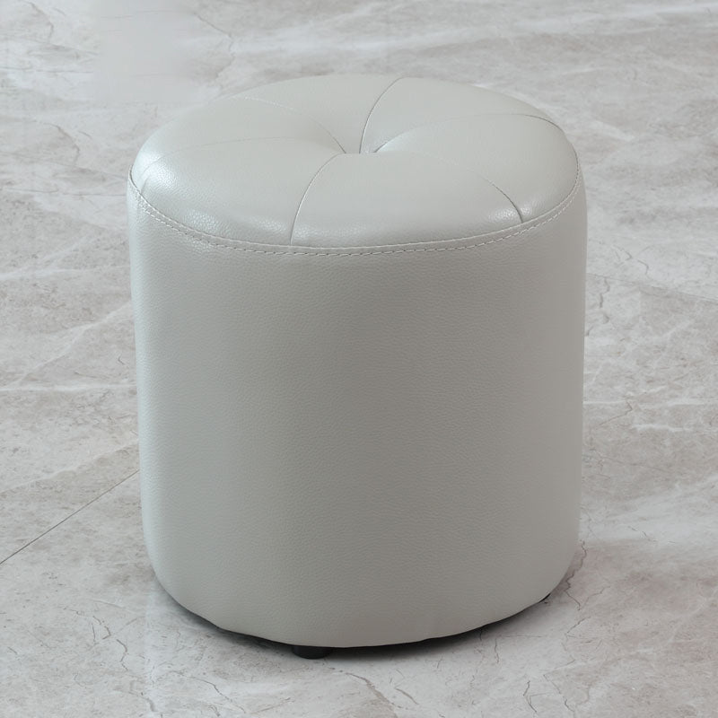 Modern PU Leather Pouf Chair Plain Cylinder Shape Tufted Mildew Resistant Ottoman Stool Light Gray 1 Piece Clearhalo 'furn' 'furn_ottomans_poufs' 'Furniture' 'Living Room Furniture' 'Ottomans & Poufs' 'ottomans_poufs' 5772456
