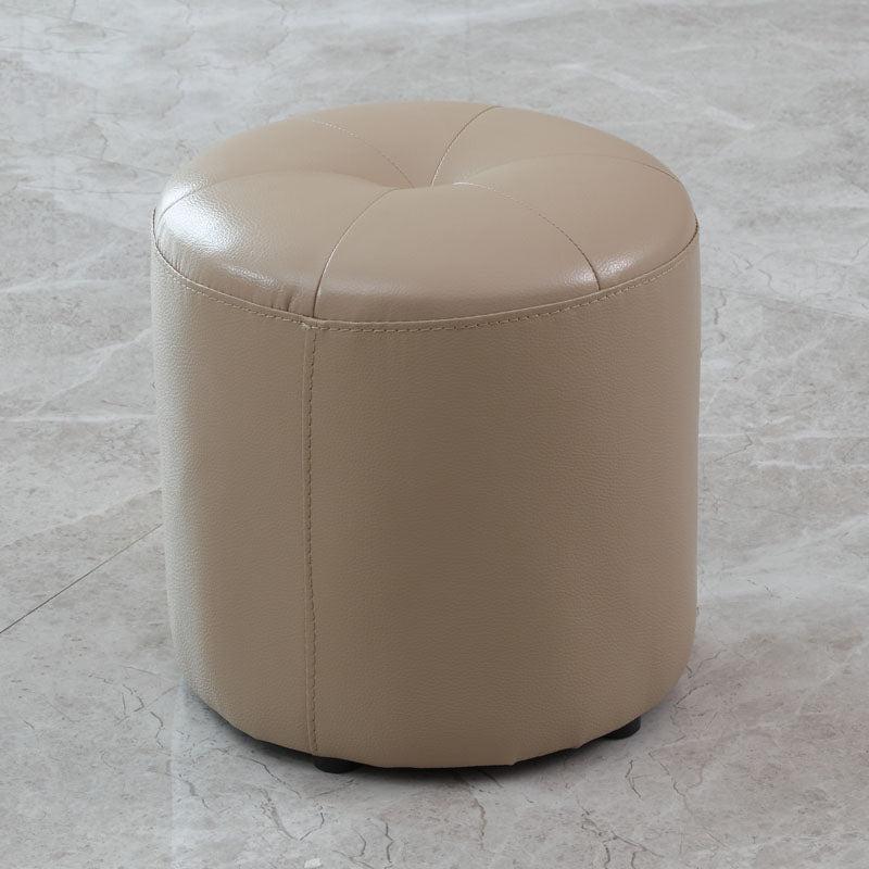 Modern PU Leather Pouf Chair Plain Cylinder Shape Tufted Mildew Resistant Ottoman Stool Khaki 1 Piece Clearhalo 'furn' 'furn_ottomans_poufs' 'Furniture' 'Living Room Furniture' 'Ottomans & Poufs' 'ottomans_poufs' 5772459