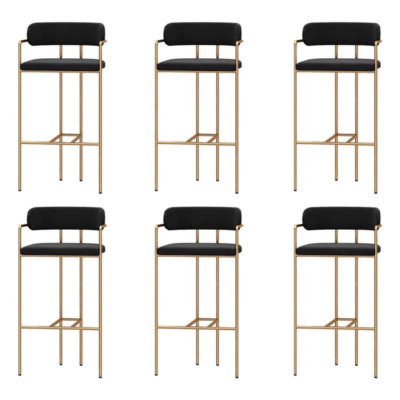 Modern Indoor Upholstered Bar Stool Low Back Footrest Counter Stool Black 6 Piece Set Bar Stool(30"H) Clearhalo 'Bar Furniture' 'Bar Stools' 'bar_stools' 'furn' 'furn_bar_stools' 'Furniture' 'Kitchen & Dining Furniture' 5777350
