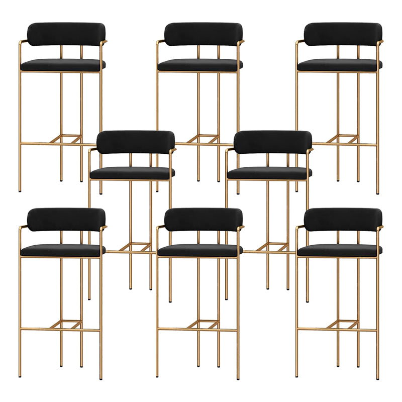 Modern Indoor Upholstered Bar Stool Low Back Footrest Counter Stool Black 8 Piece Set Bar Stool(30"H) Clearhalo 'Bar Furniture' 'Bar Stools' 'bar_stools' 'furn' 'furn_bar_stools' 'Furniture' 'Kitchen & Dining Furniture' 5777352