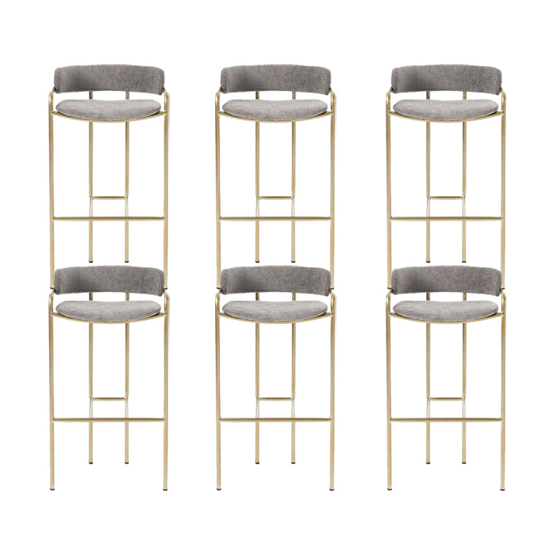 Modern Indoor Upholstered Bar Stool Low Back Footrest Counter Stool Gray 6 Piece Set Clearhalo 'Bar Furniture' 'Bar Stools' 'bar_stools' 'furn' 'furn_bar_stools' 'Furniture' 'Kitchen & Dining Furniture' 5777360