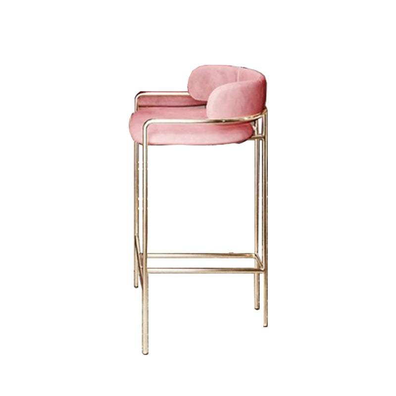 Modern Indoor Upholstered Bar Stool Low Back Footrest Counter Stool Pink 1 Piece Bar Stool(30"H) Clearhalo 'Bar Furniture' 'Bar Stools' 'bar_stools' 'furn' 'furn_bar_stools' 'Furniture' 'Kitchen & Dining Furniture' 5777364