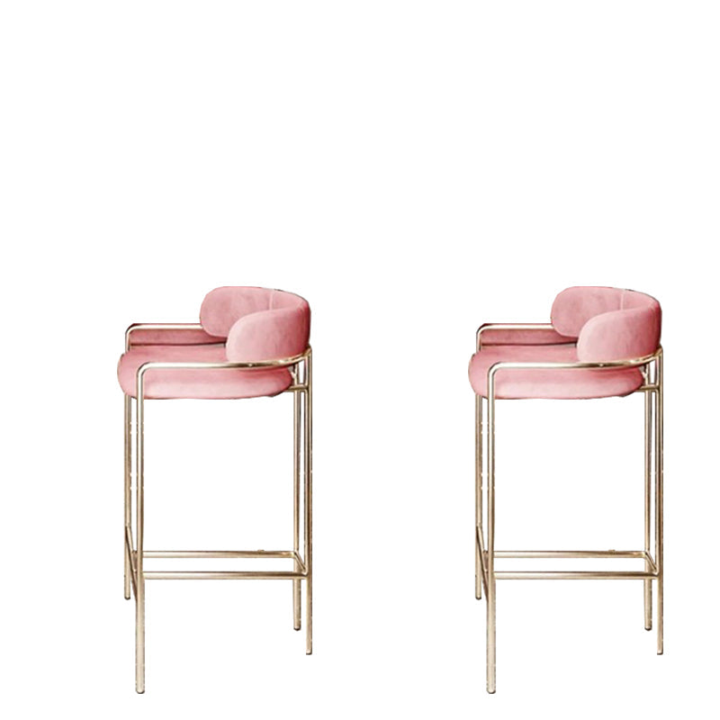 Modern Indoor Upholstered Bar Stool Low Back Footrest Counter Stool Pink 2 Piece Set Bar Stool(30"H) Clearhalo 'Bar Furniture' 'Bar Stools' 'bar_stools' 'furn' 'furn_bar_stools' 'Furniture' 'Kitchen & Dining Furniture' 5777366