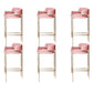 Modern Indoor Upholstered Bar Stool Low Back Footrest Counter Stool Pink 6 Piece Set Bar Stool(30"H) Clearhalo 'Bar Furniture' 'Bar Stools' 'bar_stools' 'furn' 'furn_bar_stools' 'Furniture' 'Kitchen & Dining Furniture' 5777369