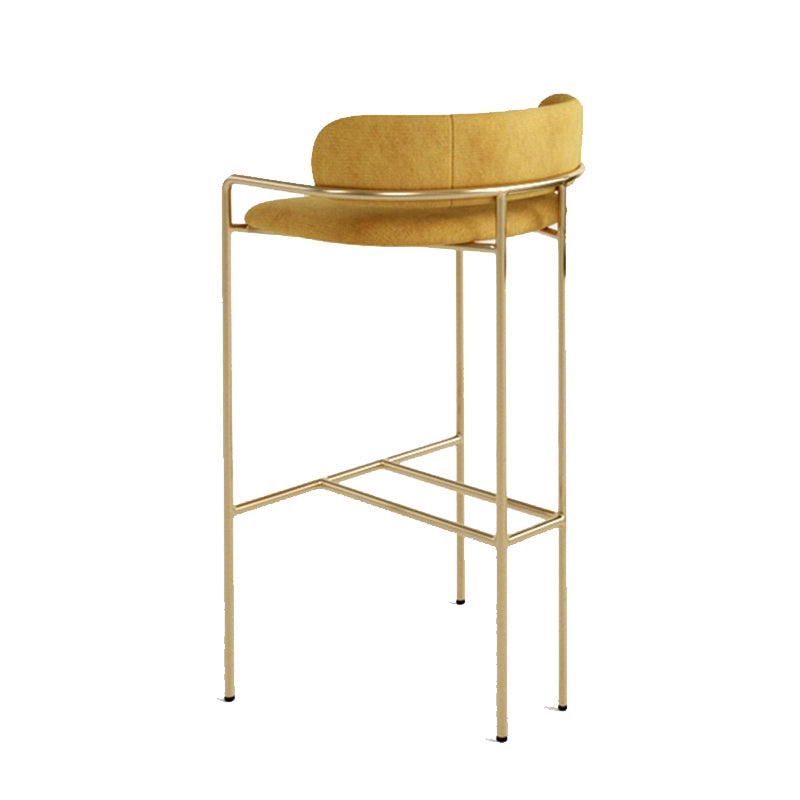 Modern Indoor Upholstered Bar Stool Low Back Footrest Counter Stool Yellow 1 Piece Clearhalo 'Bar Furniture' 'Bar Stools' 'bar_stools' 'furn' 'furn_bar_stools' 'Furniture' 'Kitchen & Dining Furniture' 5777371