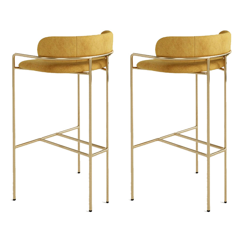 Modern Indoor Upholstered Bar Stool Low Back Footrest Counter Stool Yellow 2 Piece Set Clearhalo 'Bar Furniture' 'Bar Stools' 'bar_stools' 'furn' 'furn_bar_stools' 'Furniture' 'Kitchen & Dining Furniture' 5777372