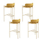 Modern Indoor Upholstered Bar Stool Low Back Footrest Counter Stool Yellow 4 Piece Set Clearhalo 'Bar Furniture' 'Bar Stools' 'bar_stools' 'furn' 'furn_bar_stools' 'Furniture' 'Kitchen & Dining Furniture' 5777373