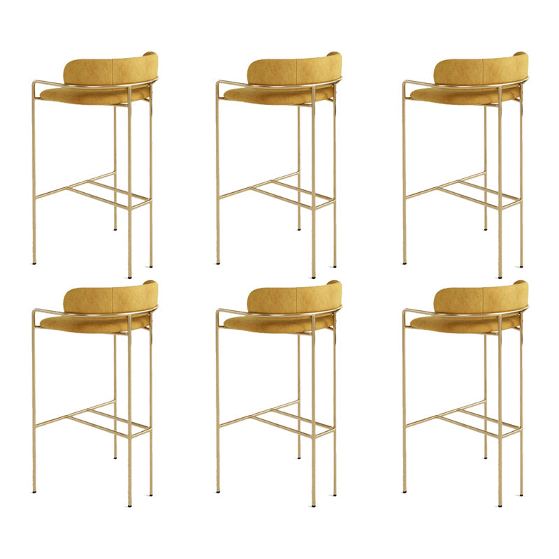 Modern Indoor Upholstered Bar Stool Low Back Footrest Counter Stool Yellow 6 Piece Set Clearhalo 'Bar Furniture' 'Bar Stools' 'bar_stools' 'furn' 'furn_bar_stools' 'Furniture' 'Kitchen & Dining Furniture' 5777374